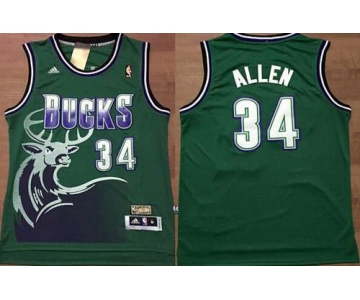 Men's Milwaukee Bucks #34 Ray Allen ABA Hardwood Classic Swingman Green Throwback Jersey
