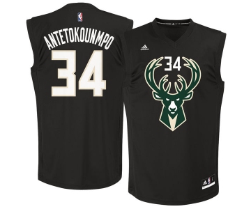 Milwaukee Bucks #34 Giannis Antetokounmpo Black Fashion Replica Jersey