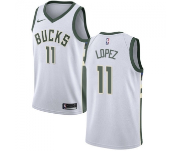 Nike Bucks #11 Brook Lopez White NBA Swingman Association Edition Jersey