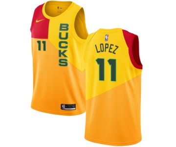 Nike Bucks #11 Brook Lopez Yellow NBA Swingman City Edition Jersey