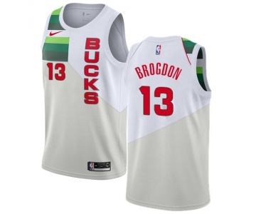 Nike Bucks #13 Malcolm Brogdon White NBA Swingman Earned Edition Jersey