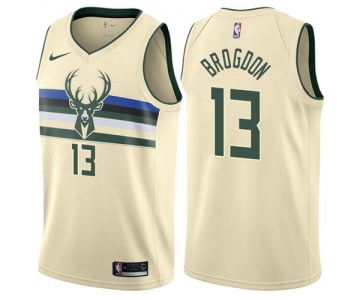 Nike Milwaukee Bucks #13 Malcolm Brogdon Cream NBA Swingman City Edition Jersey