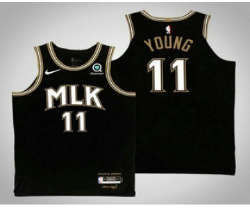 Big Size Atlanta Hawks #11 Trae Young NEW Black 2021 City Edition NBA Swingman Jersey With The Sponsor Logo