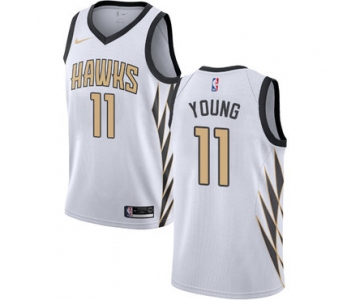 Men's Nike Atlanta Hawks #11 Trae Young White NBA City Edition Jersey