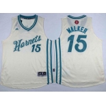 Men's Charlotte Hornets #15 Kemba Walker Revolution 30 Swingman 2015 Christmas Day Cream Jersey