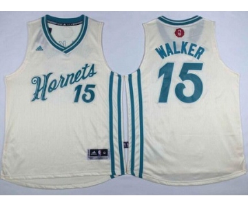 Men's Charlotte Hornets #15 Kemba Walker Revolution 30 Swingman 2015 Christmas Day Cream Jersey