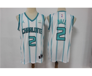 Men's Charlotte Hornets #2 LaMelo Ball White 2021 Brand Jordan Swingman Stitched NBA Jersey With The Sponsor Logo