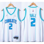 Men's Charlotte Hornets #2 LaMelo Ball White 75th Anniversary Stitched NBA Jersey