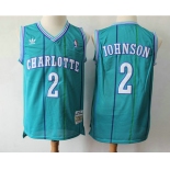 Men's Charlotte Hornets #2 Larry Johnson 1992-93 Blue Hardwood Classics Soul Swingman Throwback Jersey With Adidas