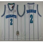 Men's Charlotte Hornets #2 Larry Johnson 1992-93 White Hardwood Classics Soul Swingman Throwback Jersey