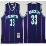 Men's Charlotte Hornets #33 Alonzo Mourning 1992-93 Purple Hardwood Classics Soul Swingman Throwback Jersey