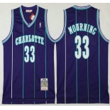 Men's Charlotte Hornets #33 Alonzo Mourning 1992-93 Purple Hardwood Classics Soul Swingman Throwback Jersey