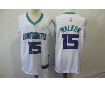Nike Hornets 15 Kemba Walker White NBA Jordan Swingman Jersey