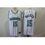 Nike Hornets 15 Kemba Walker White NBA Jordan Throwback Swingman Jersey