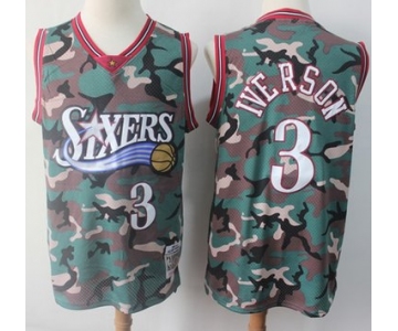 76ers #3 Allen Iverson Camo Stitched Basketball Swingman Jersey