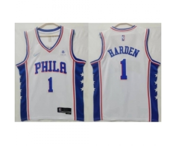 Men Philadelphia 76ers #1 James Harden association edition white Stitched jersey