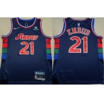 Men's Nike Philadelphia 76ers #21 Joel Embiid Navy Nike Diamond 75th Anniversary City Edition Swingman Jersey