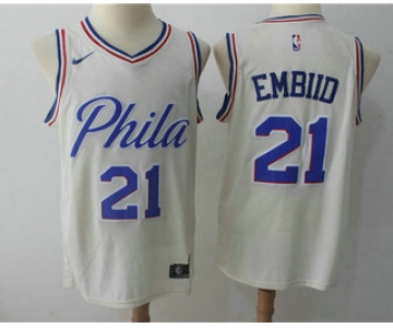 Men's Philadelphia 76ers #21 Joel Embiid Cream Nike City Edition Swingman Jersey