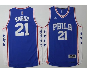 Men's Philadelphia 76ers #21 Joel Embiid NEW Blue Stitched NBA Adidas Revolution 30 Swingman Jersey