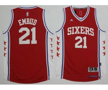 Men's Philadelphia 76ers #21 Joel Embiid NEW Red Stitched NBA Adidas Revolution 30 Swingman Jersey