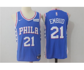 Men's Philadelphia 76ers #21 Joel Embiid New Royal Blue 2017-2018 Nike Swingman Stitched NBA Jersey