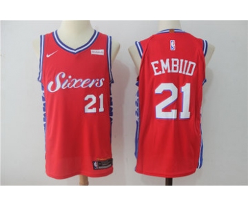 Men's Philadelphia 76ers #21 Joel Embiid Red 2017-2018 Nike Swingman Stubhub Stitched NBA Jersey
