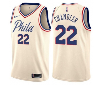 Men's Philadelphia 76ers #22 Wilson Chandler Swingman Cream Basketball City Edition Jersey