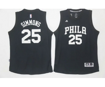 Men's Philadelphia 76ers #25 Ben Simmons Black With White Stitched NBA Adidas Revolution 30 Swingman Jersey