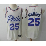 Men's Philadelphia 76ers #25 Ben Simmons Cream Nike City Edition Swingman Jersey