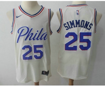 Men's Philadelphia 76ers #25 Ben Simmons Cream Nike City Edition Swingman Jersey