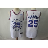 Men's Philadelphia 76ers 25 Ben Simmons Nike White 2018-19 Swingman Earned Edition Jersey