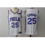 Men's Philadelphia 76ers #25 Ben Simmons White 2017-2018 Nike Swingman Stubhub Stitched NBA Jersey
