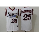 Men's Philadelphia 76ers #25 Ben Simmons White Retro Revolution 30 Swingman Adidas Basketball Jersey