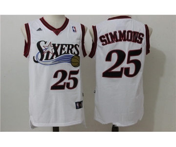 Men's Philadelphia 76ers #25 Ben Simmons White Retro Revolution 30 Swingman Adidas Basketball Jersey