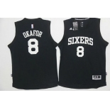 Men's Philadelphia 76ers #8 Jahlil Okafor Black With White Stitched NBA Adidas Revolution 30 Swingman Jersey
