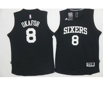 Men's Philadelphia 76ers #8 Jahlil Okafor Black With White Stitched NBA Adidas Revolution 30 Swingman Jersey
