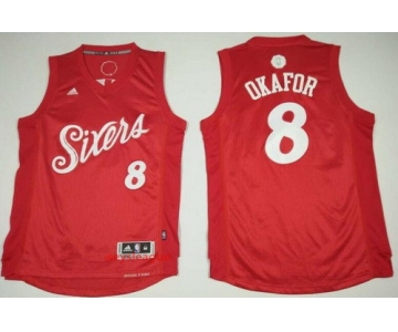Men's Philadelphia 76ers #8 Jahlil Okafor adidas Red 2016 Christmas Day Stitched NBA Swingman Jersey
