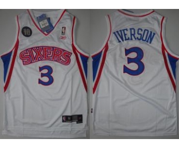 NBA Philadelphia 76ers 3 Allen Iverson White 10th Soul Swingman Jersey