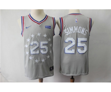 Nike 76ers #25 Ben Simmons Gray 2018-19 City Edition Swingman Jersey