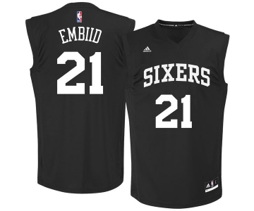 Philadelphia 76ers #21 Joel Embiid Black Chase Fashion Replica Jersey