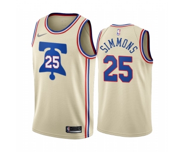 Philadelphia 76ers #25 Ben Simmons Cream NBA Swingman 2020-21 Earned Edition Jersey
