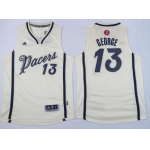 Men's Indiana Pacers #13 Paul George Revolution 30 Swingman 2015 Christmas Day Cream Jersey
