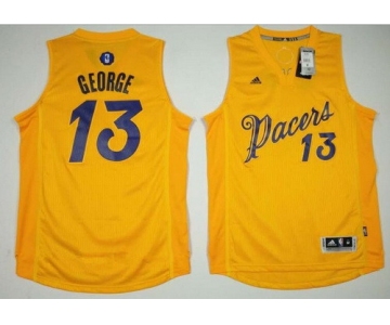 Men's Indiana Pacers #13 Paul George adidas Yellow 2016 Christmas Day Stitched NBA Swingman Jersey