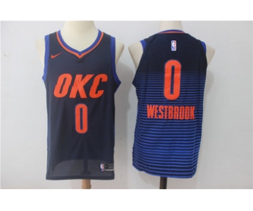 Men's Oklahoma City Thunder #0 Russell Westbrook Navy Blue 2017-2018 Nike Swingman Stitched NBA Jersey