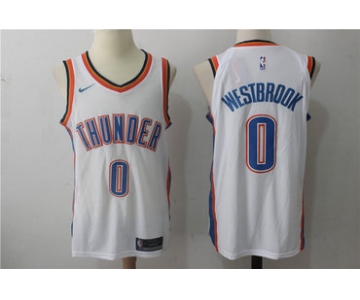 Men's Oklahoma City Thunder #0 Russell Westbrook New White 2017-2018 Nike Swingman Stitched NBA Jersey