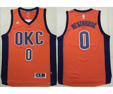 Men's Oklahoma City Thunder #0 Russell Westbrook Revolution 30 Swingman 2015-16 New Orange Jersey