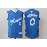 Men's Oklahoma City Thunder #0 Russell Westbrook adidas Blue 2016 Christmas Day Stitched NBA Swingman Jersey