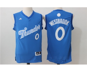 Men's Oklahoma City Thunder #0 Russell Westbrook adidas Blue 2016 Christmas Day Stitched NBA Swingman Jersey