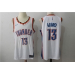 Men's Oklahoma City Thunder #13 Paul George New White 2017-2018 Nike Swingman Stitched NBA Jersey