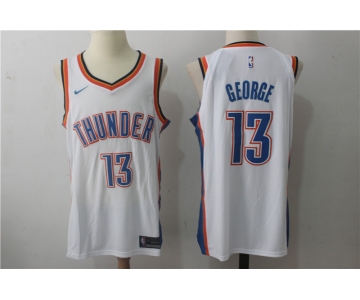 Men's Oklahoma City Thunder #13 Paul George New White 2017-2018 Nike Swingman Stitched NBA Jersey